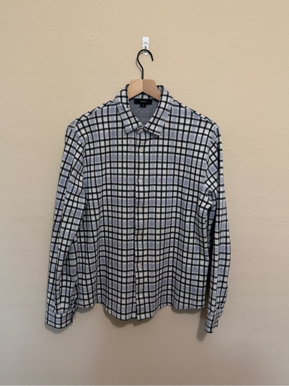 Vince Black and Blue Checked Button Shirt Size M